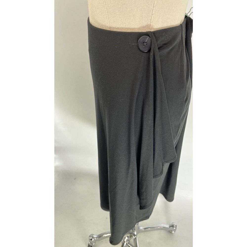 J.Jill Wearever Collection Black‎ Faux Wrap Skirt XS Cascade Button New